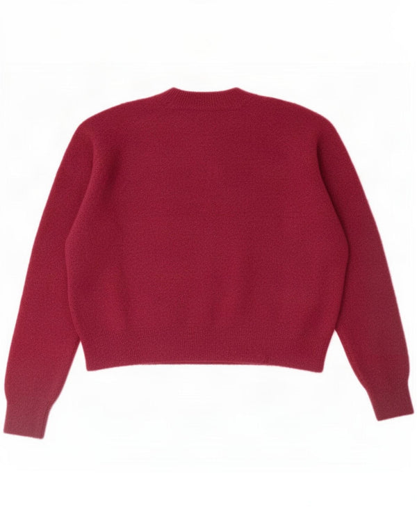 Женский укороченный свободный джемпер с круглым вырезом Zara UK 10, маленький бордовый цвет