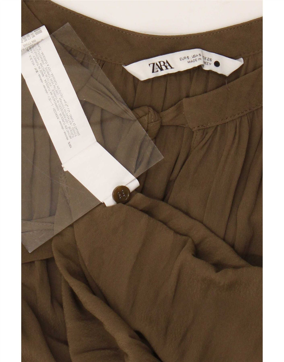 Женская блузка оверсайз Zara Top UK 10, маленькая, зеленая, вискоза