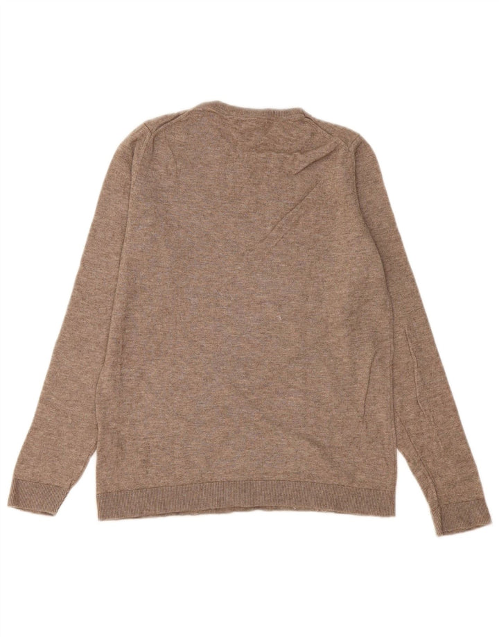 Женский джемпер с круглым вырезом Massimo Dutti, размер UK 10, маленький, бежевый, шерсть