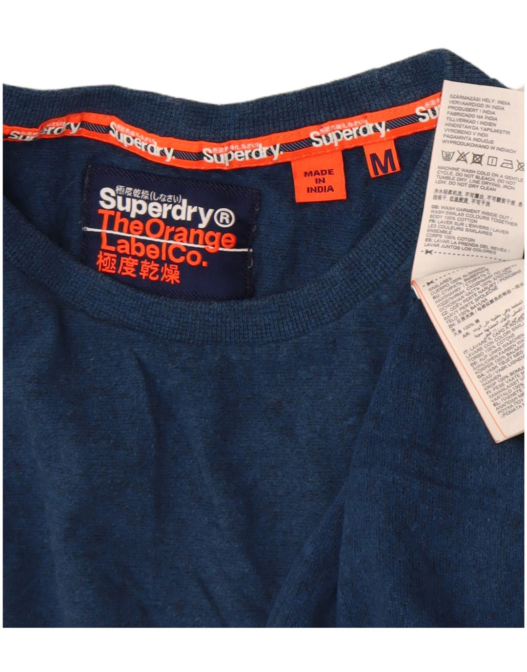 Мужской топ Superdry с длинным рукавом, средний темно-синий, хлопок