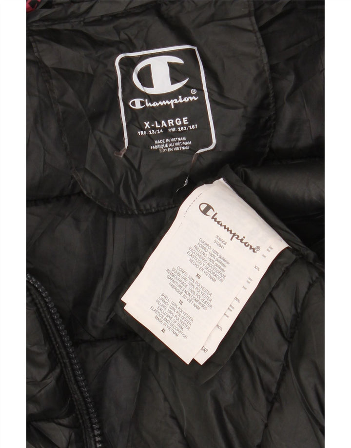 Утепленная куртка с капюшоном для девочек Champion 13–14 лет, черный полиэстер, размер XL