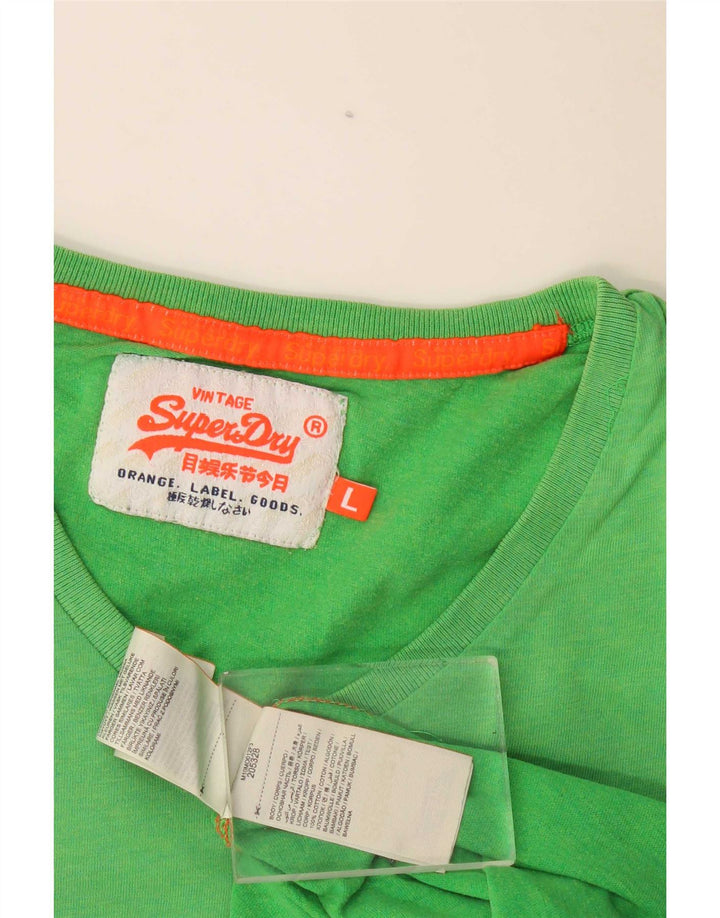 Мужская футболка Superdry, большой зеленый хлопок
