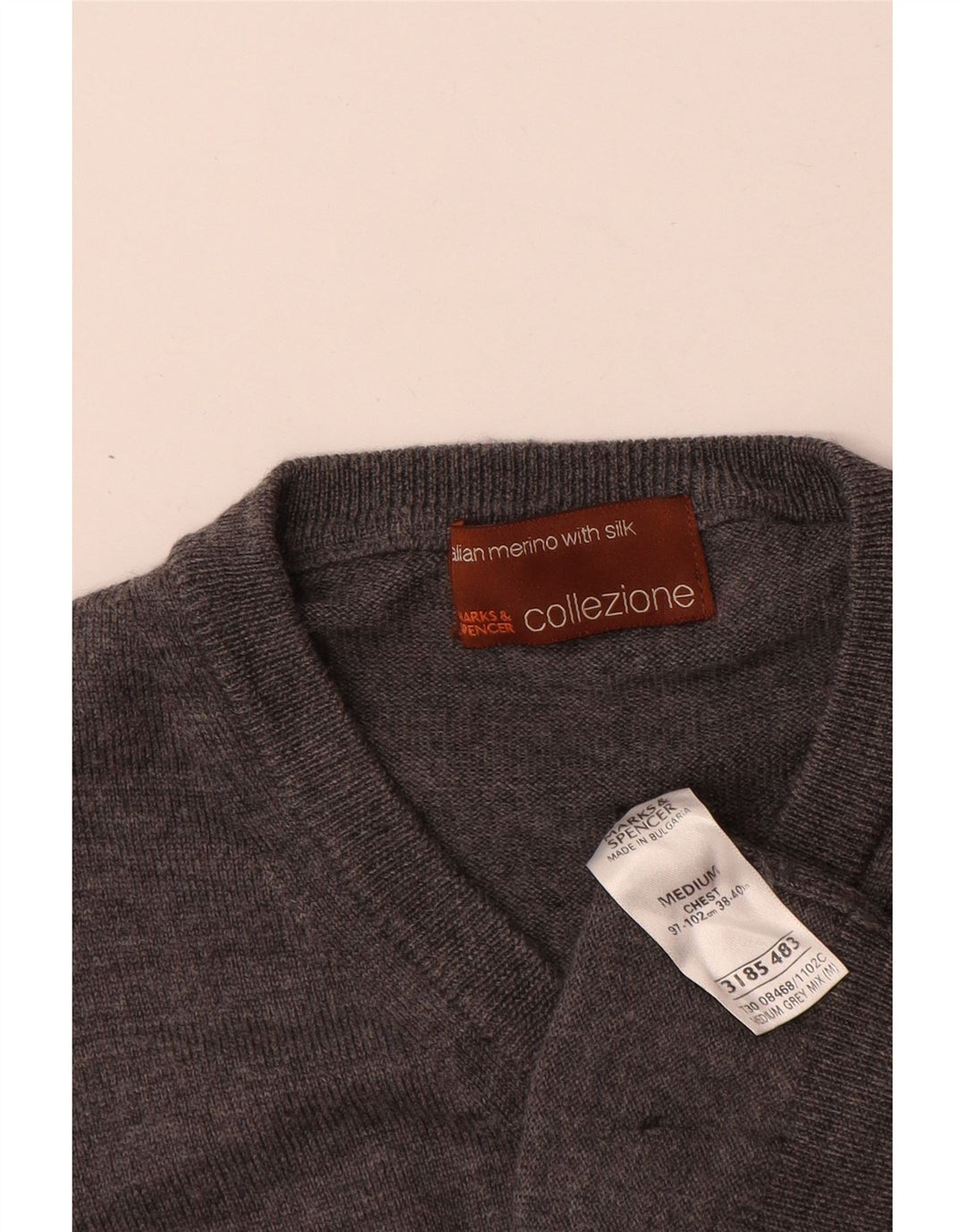 Мужская майка Marks & Spencer из мериносовой шерсти среднего серого цвета