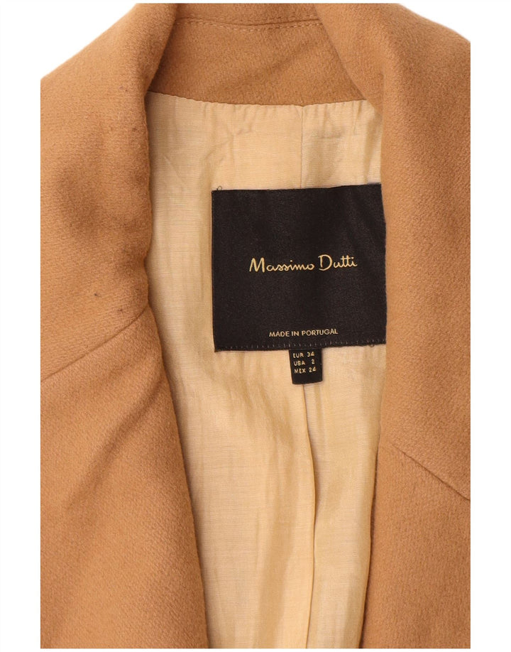 Massimo Dutti Женское пальто EU 34 2XS Бежевое Шерстяное