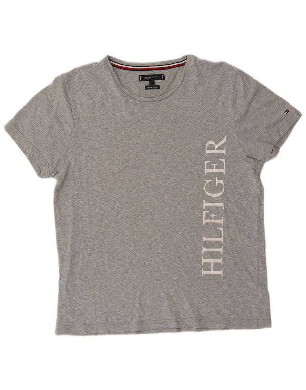 Женская футболка с рисунком Tommy Hilfiger Top UK 16, большой серый хлопок с крапинками