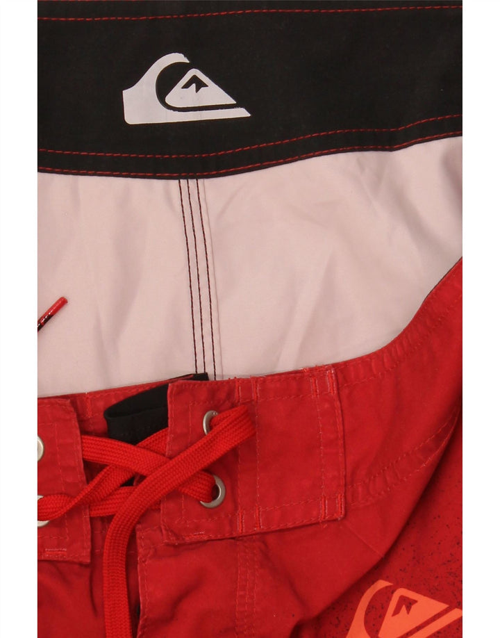 Мужские шорты для плавания Quiksilver с рисунком, средние красные в полоску