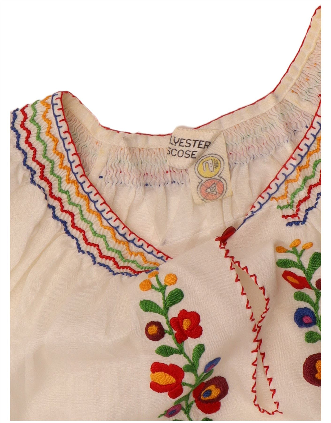 Женская укороченная блузка VINTAGE UK 16, большой белый полиэстер с цветочным принтом