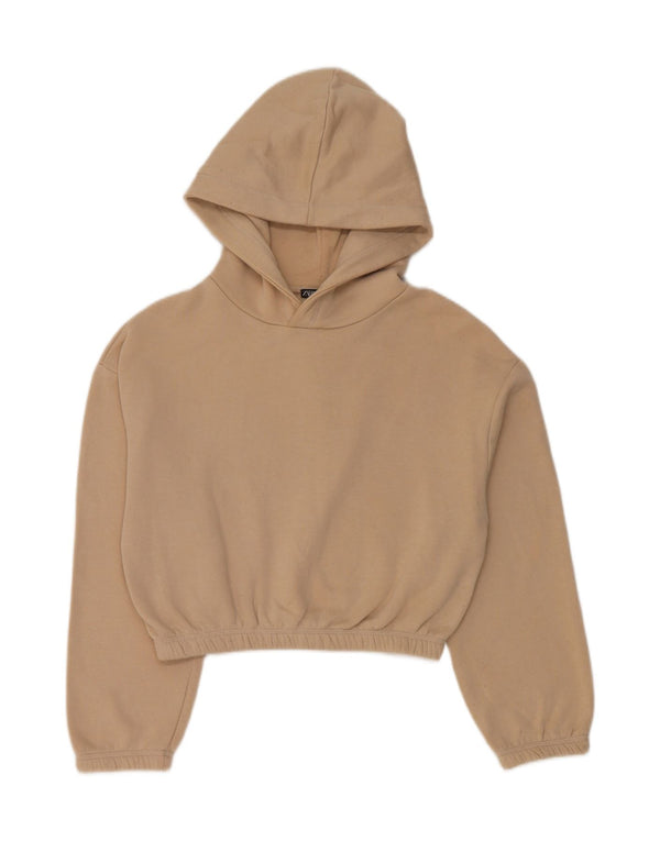 Женский укороченный джемпер с капюшоном Zara UK 10, маленький размер, бежевый хлопок