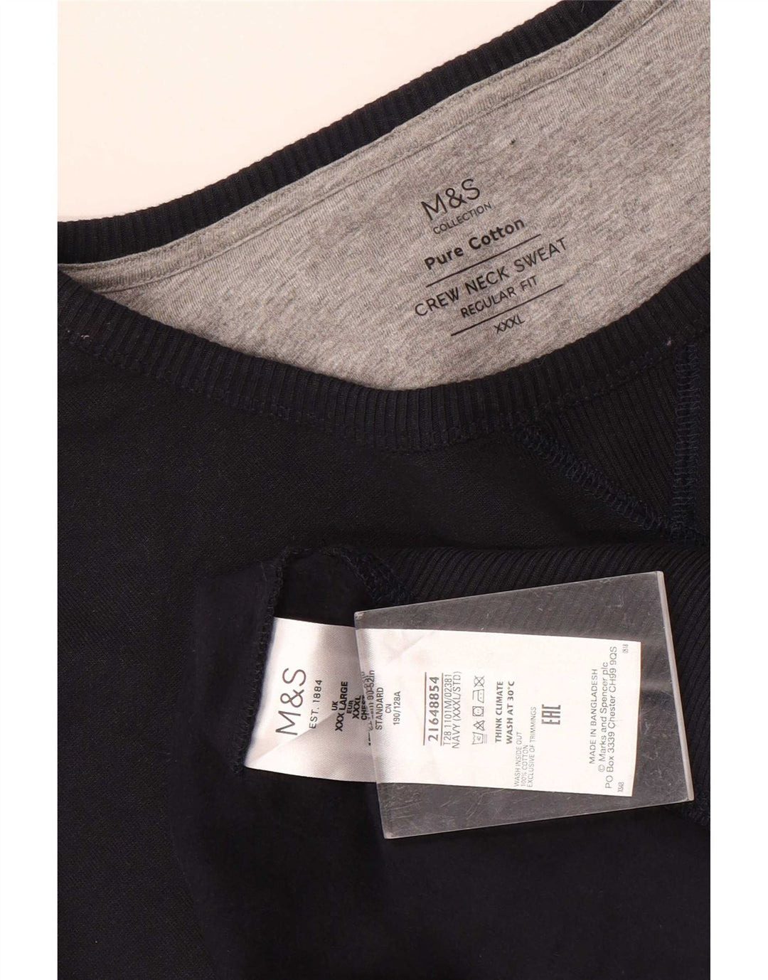 Мужской свитшот Marks & Spencer стандартного кроя 3XL, темно-синий, хлопок