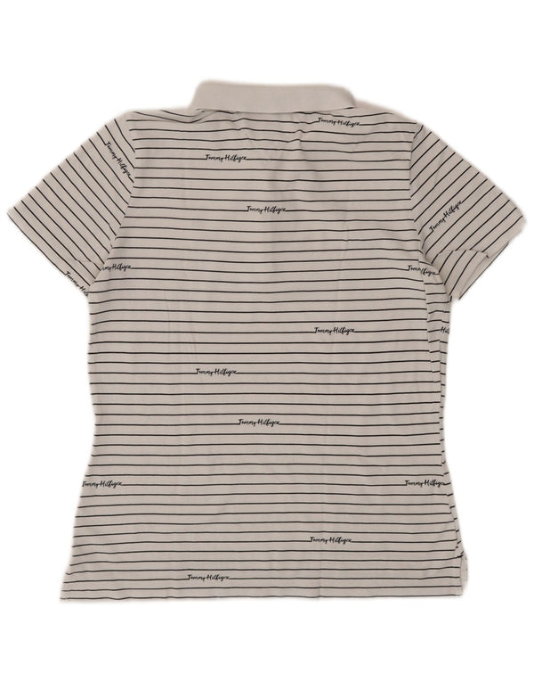 Женская рубашка-поло с рисунком TOMMY HILFIGER UK 14, средний размер, белая полоска