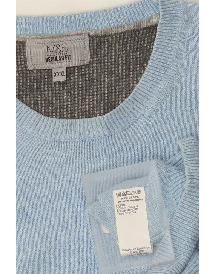 Мужской джемпер с круглым вырезом Marks & Spencer 3XL, синий хлопок