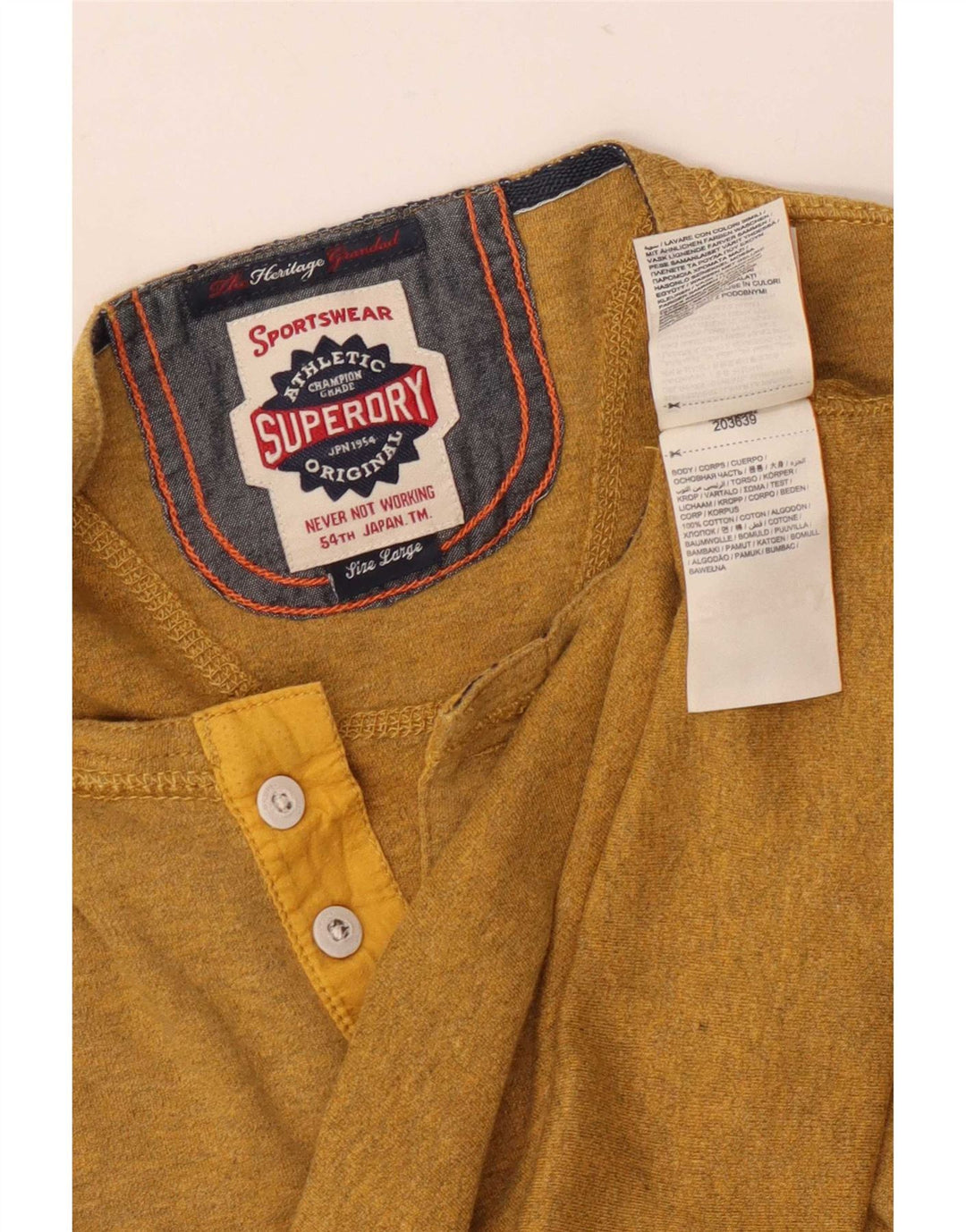 Мужской топ Superdry с длинным рукавом, большой желтый хлопок
