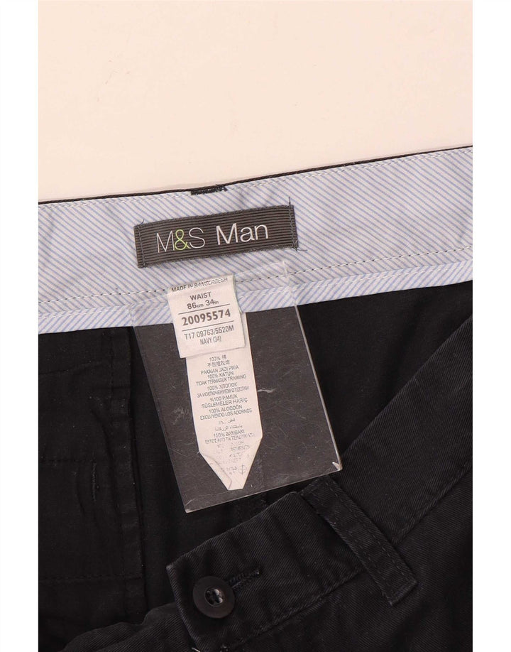 Мужские шорты-чиносы Marks & Spencer W34, большие, темно-синие, хлопковые