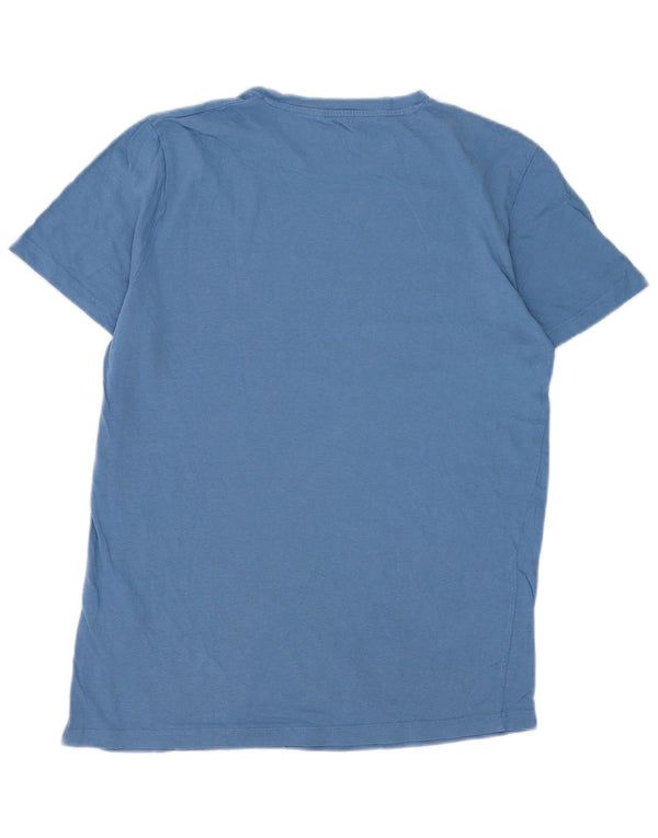 Мужская футболка с рисунком Jack & Jones, хлопковый топ среднего синего цвета