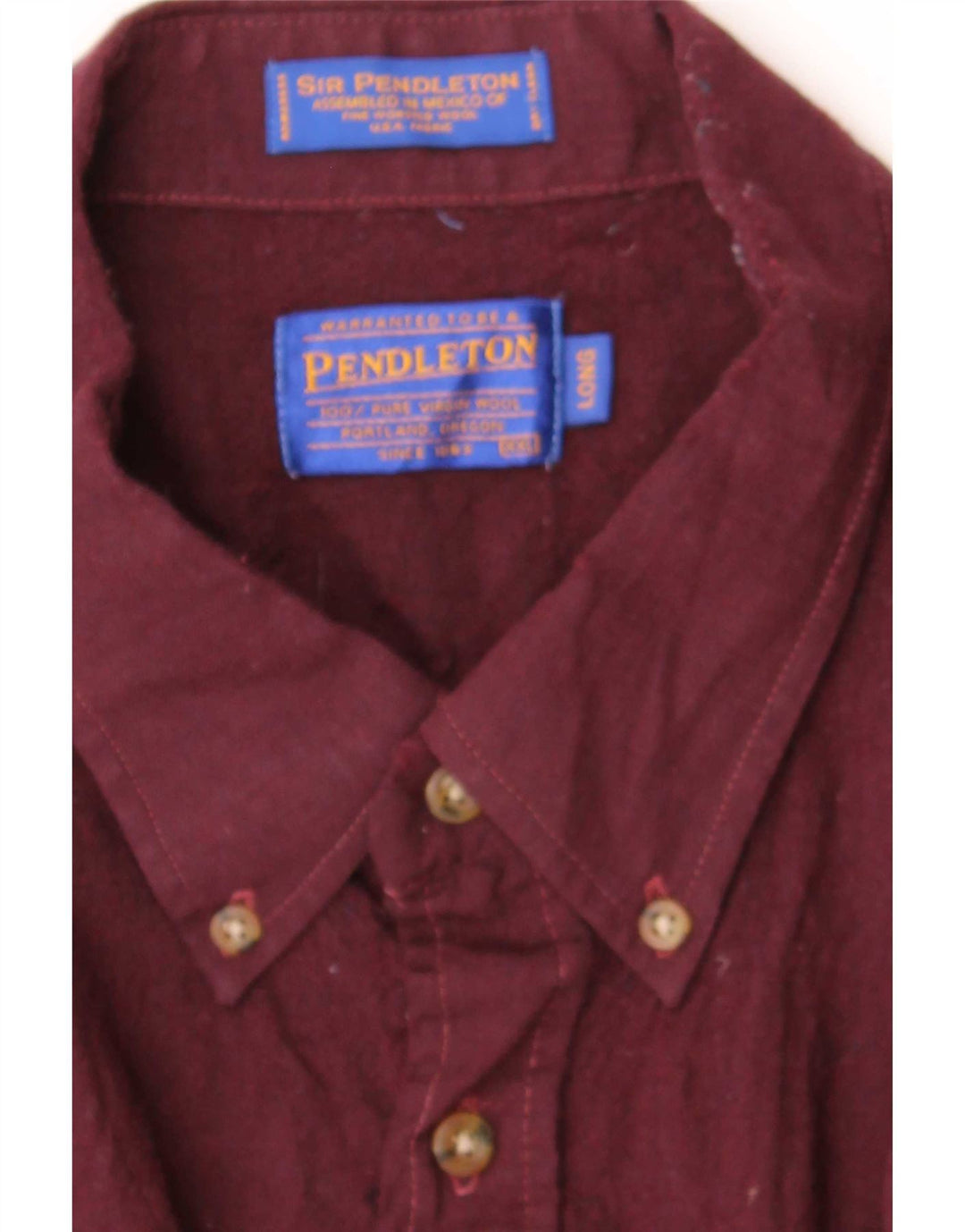 Мужская длинная фланелевая рубашка Pendleton 2XL, бордовая, шерстяная