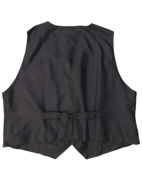 Винтажный женский жилет, Великобритания, 26/28, 5XL, черный, вискоза с геометрическим рисунком