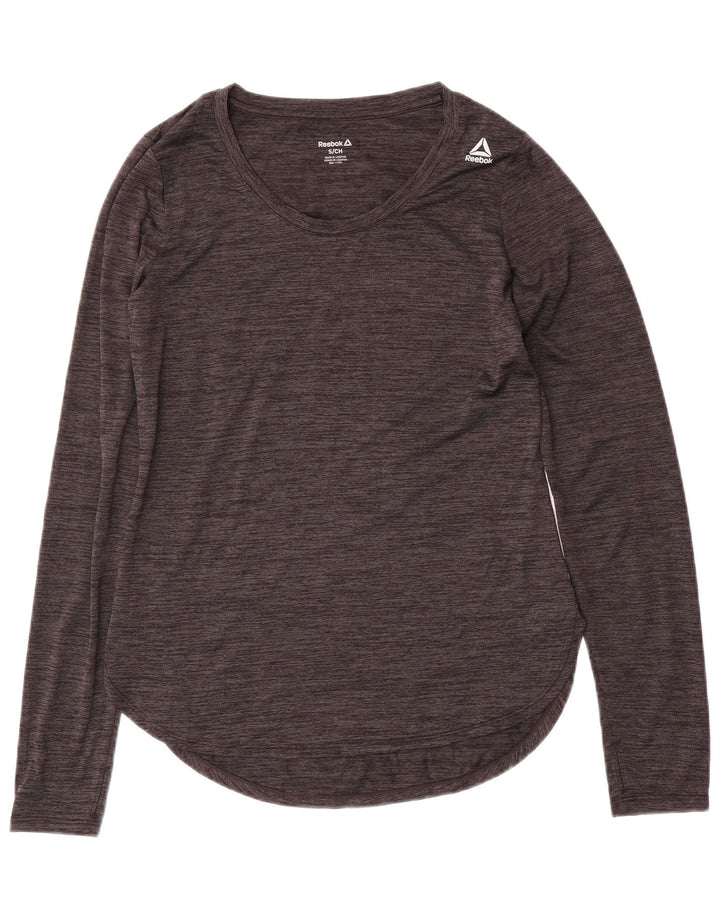 Женский топ REEBOK с длинным рукавом UK 10, маленький серый полиэстер с крапинками