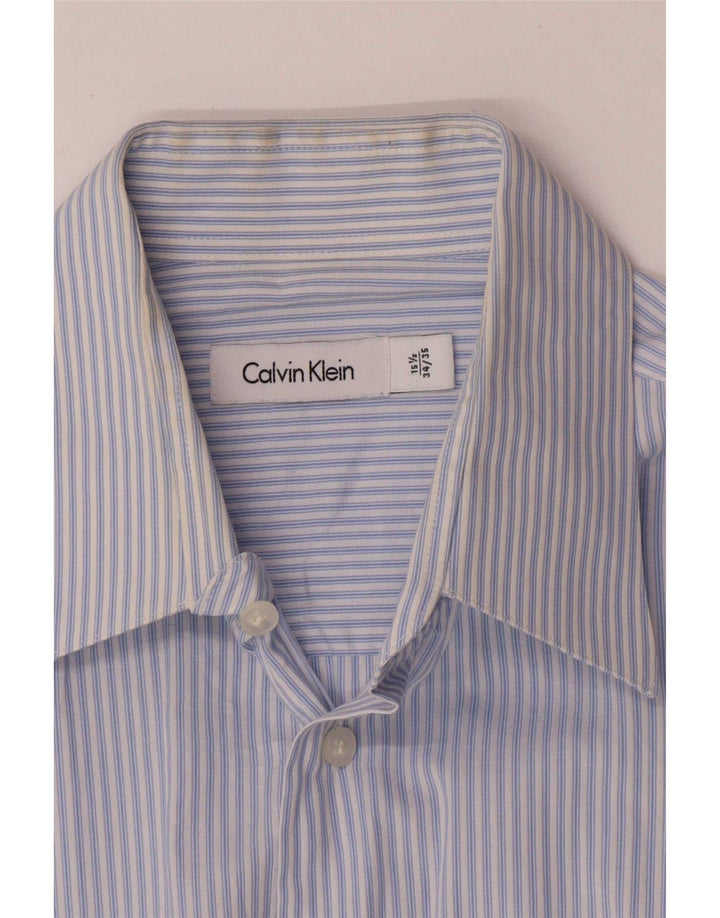 Мужская рубашка Calvin Klein, размер 15, 1/2, средний размер, синяя полоска, хлопок