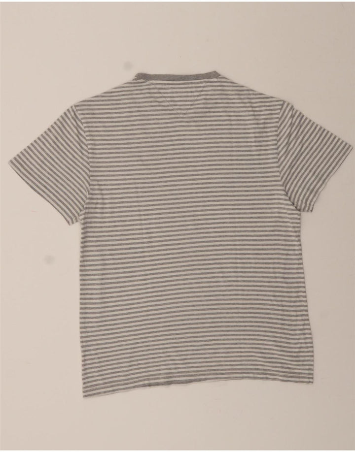 TOMMY HILFIGER Mens T-Shirt Top Medium Grey Pinstripe Vintage Tommy Hilfiger and Second-Hand Tommy Hilfiger from Messina Hembry 