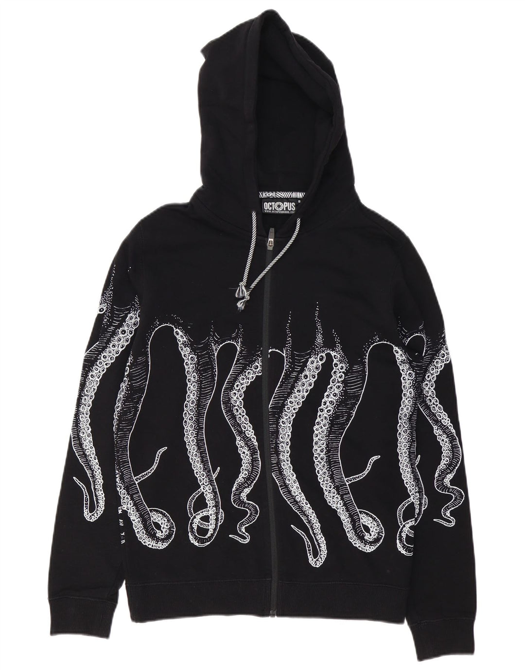 Мужской свитер с капюшоном и молнией Octopus, маленький черный хлопковый свитер