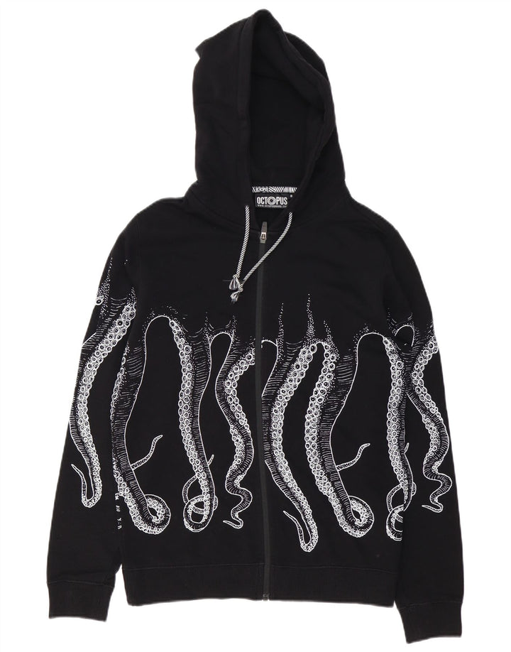 Мужской свитер с капюшоном и молнией Octopus, маленький черный хлопковый свитер