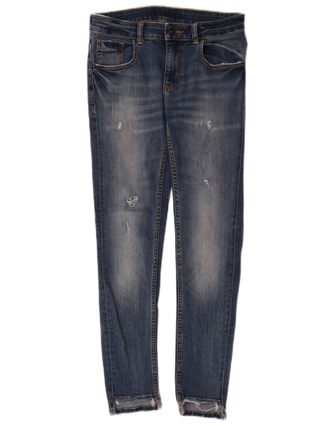 Женские потертые джинсы скинни Zara W28 L27 синие