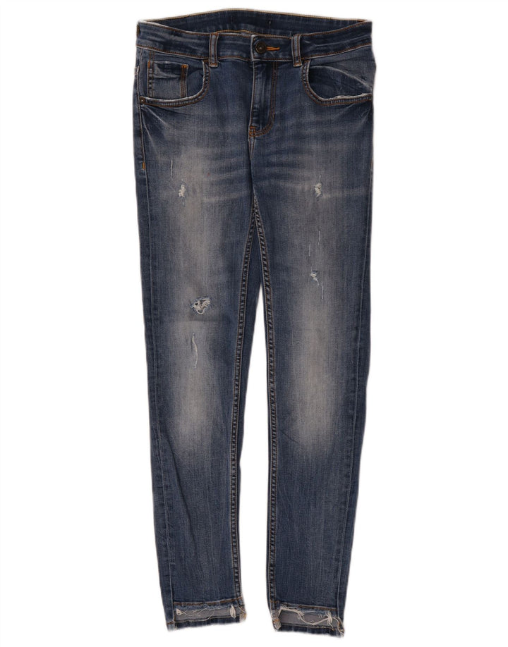Женские потертые джинсы скинни Zara W28 L27 синие