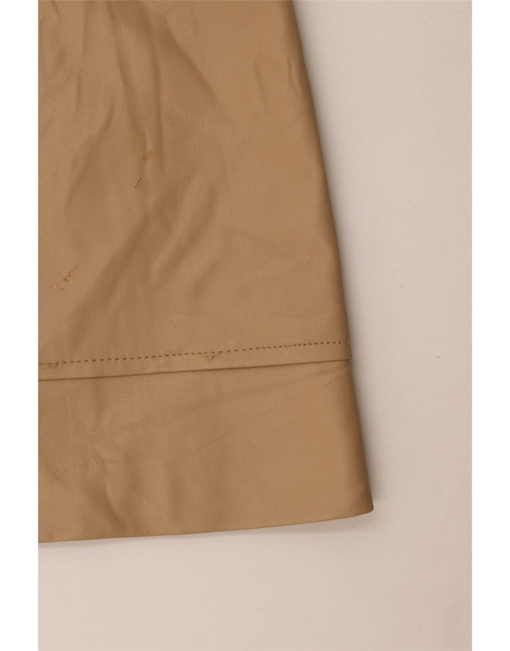 Женская юбка из искусственной кожи Zara Medium W28 Бежевая