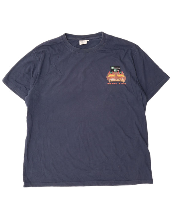 Мужская футболка с рисунком Weird Fish, размер 2XL, темно-синий, хлопок