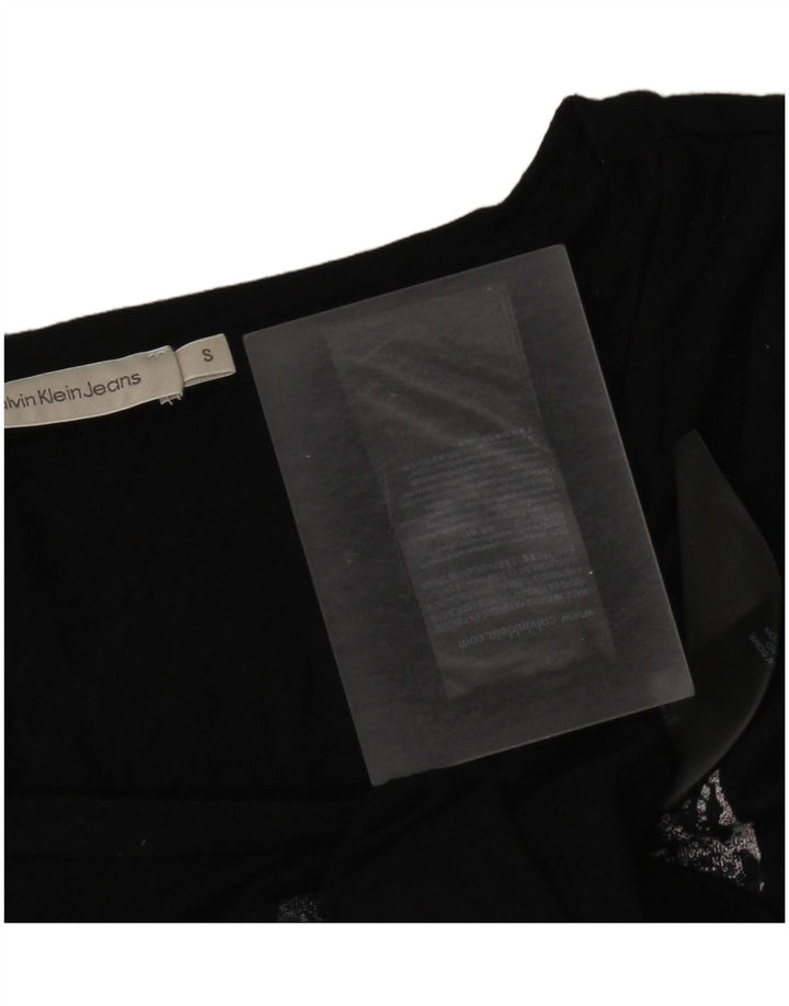 Женская футболка с рисунком Calvin Klein Top UK 10, маленькая, черная, вискоза
