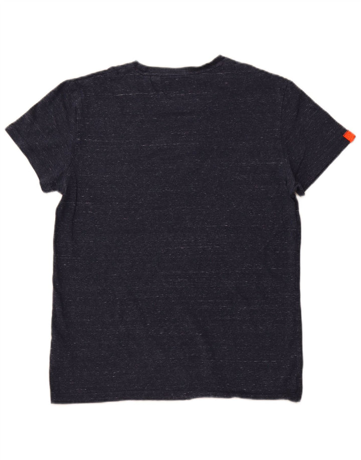 SUPERDRY Мужская футболка из хлопка среднего размера, темно-синего цвета с крапинками