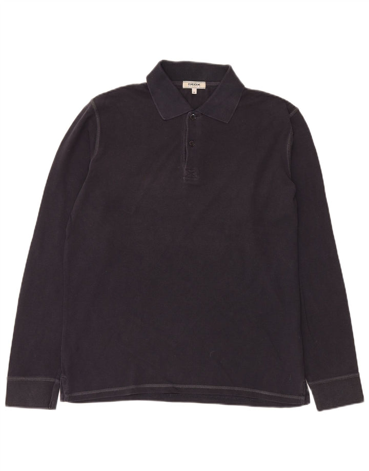 Мужская рубашка поло с длинным рукавом GEOX Respira, темно-синяя, среднего размера