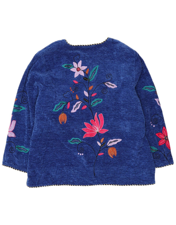 Женский кардиган INDIGO MOON EU 42 4XL Синий с цветочным принтом