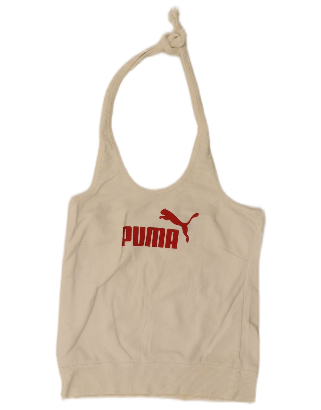 Женский укороченный топ с лямкой на бретельках с рисунком Puma UK 16, большой белый цвет