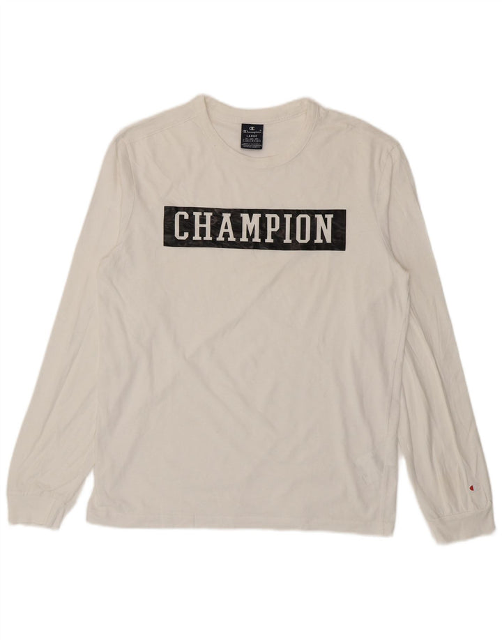 Мужской топ Champion с длинным рукавом, большой белый хлопок, с рисунком