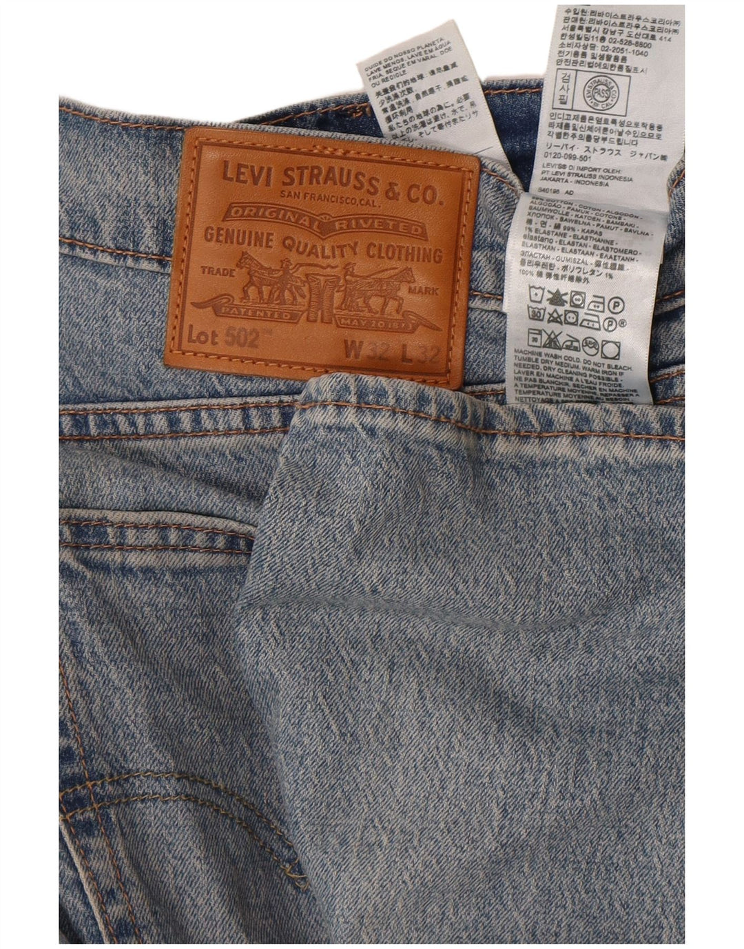 Мужские зауженные джинсы Levi's 502 W32 L32 синие, хлопок