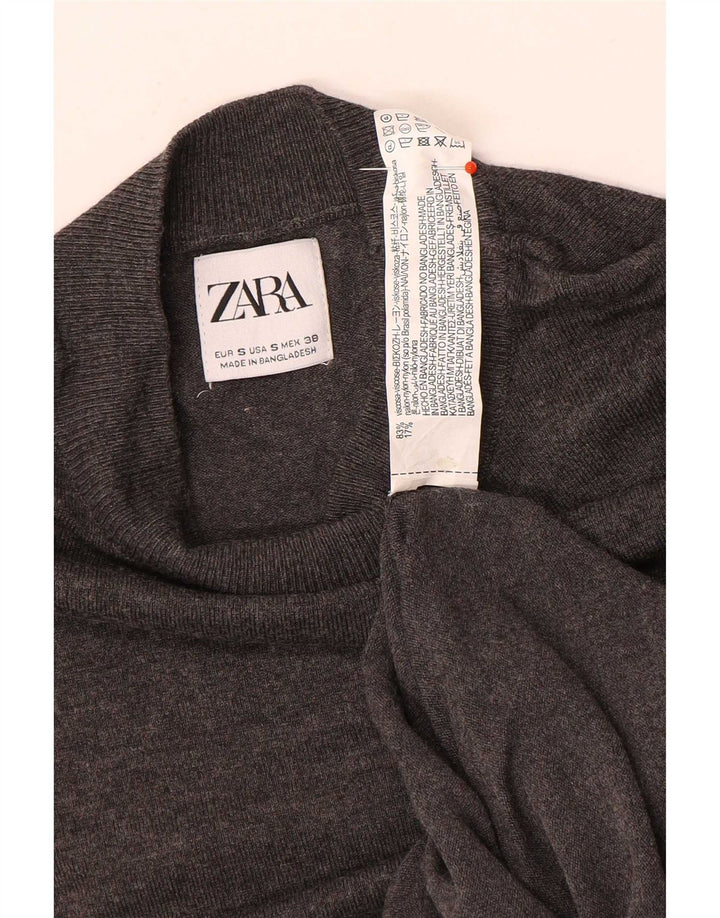 Мужской джемпер с высоким воротником Zara, маленький серый вискозный свитер