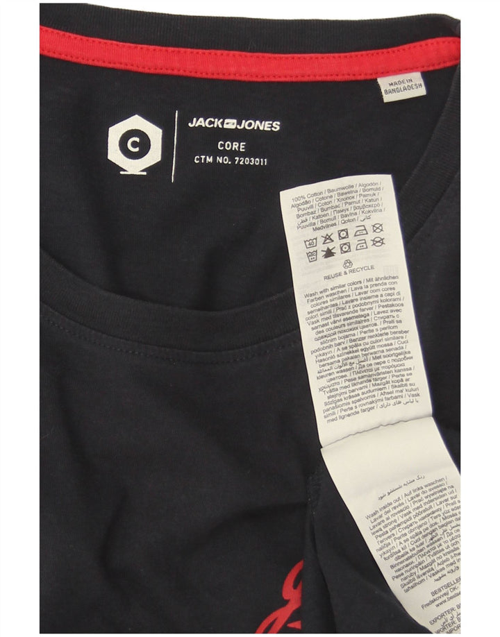 Мужская футболка с рисунком Jack & Jones, темно-синий, хлопковый топ среднего размера