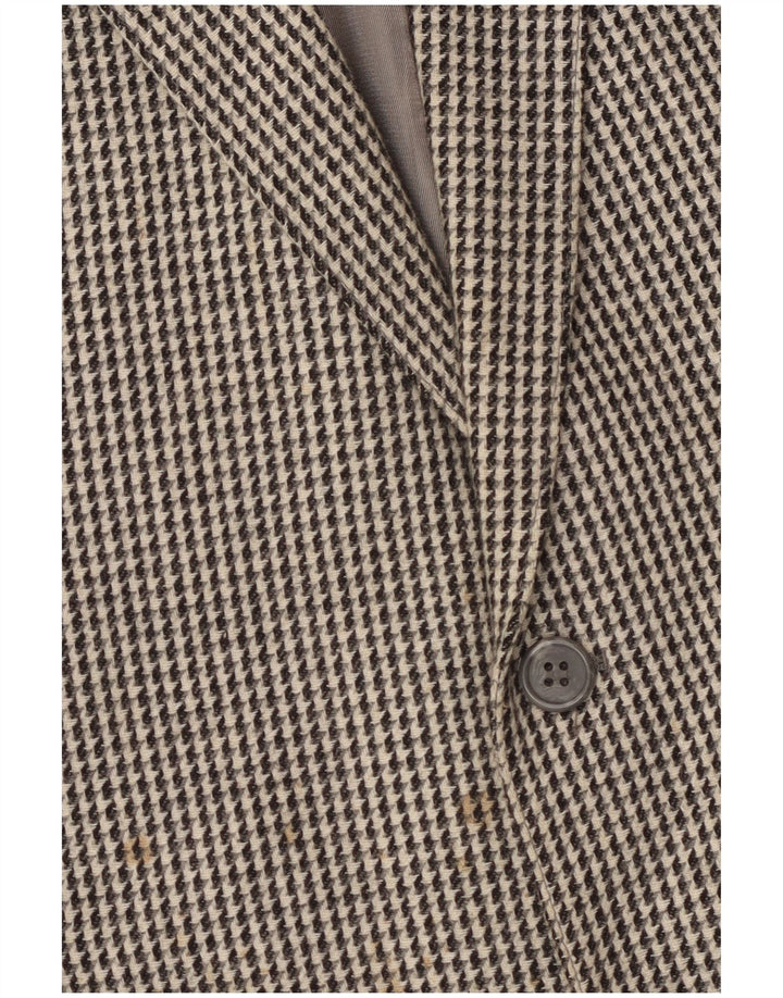 Винтажный мужской пиджак на 2 пуговицах, Великобритания, 40, большой серый, шерстяной с узором «гусиные лапки»