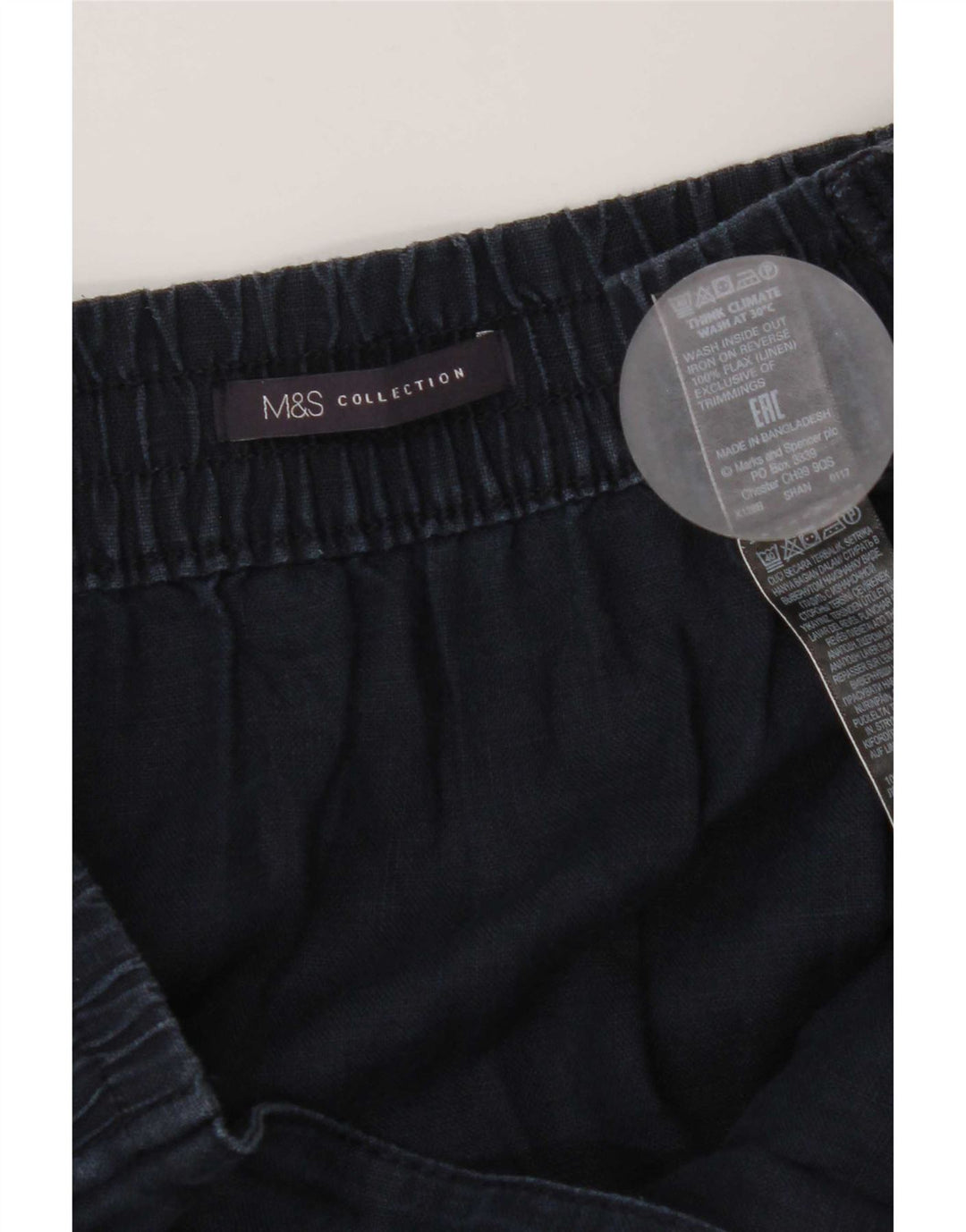 Женская юбка-трапеция Marks & Spencer W40 2XL, темно-синяя, льняная