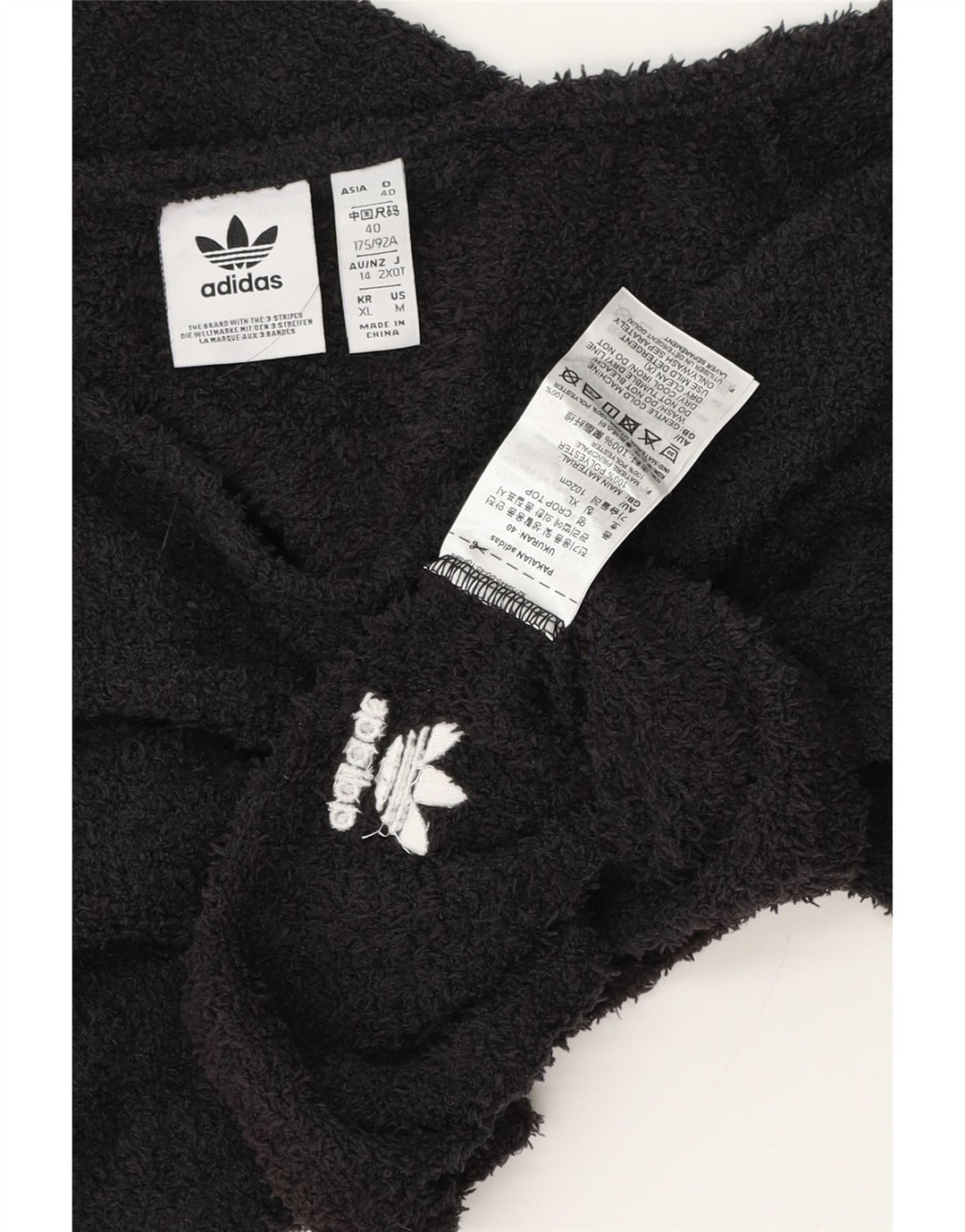 Женский укороченный флисовый топ с открытыми плечами Adidas UK 12, средний черный полиэстер