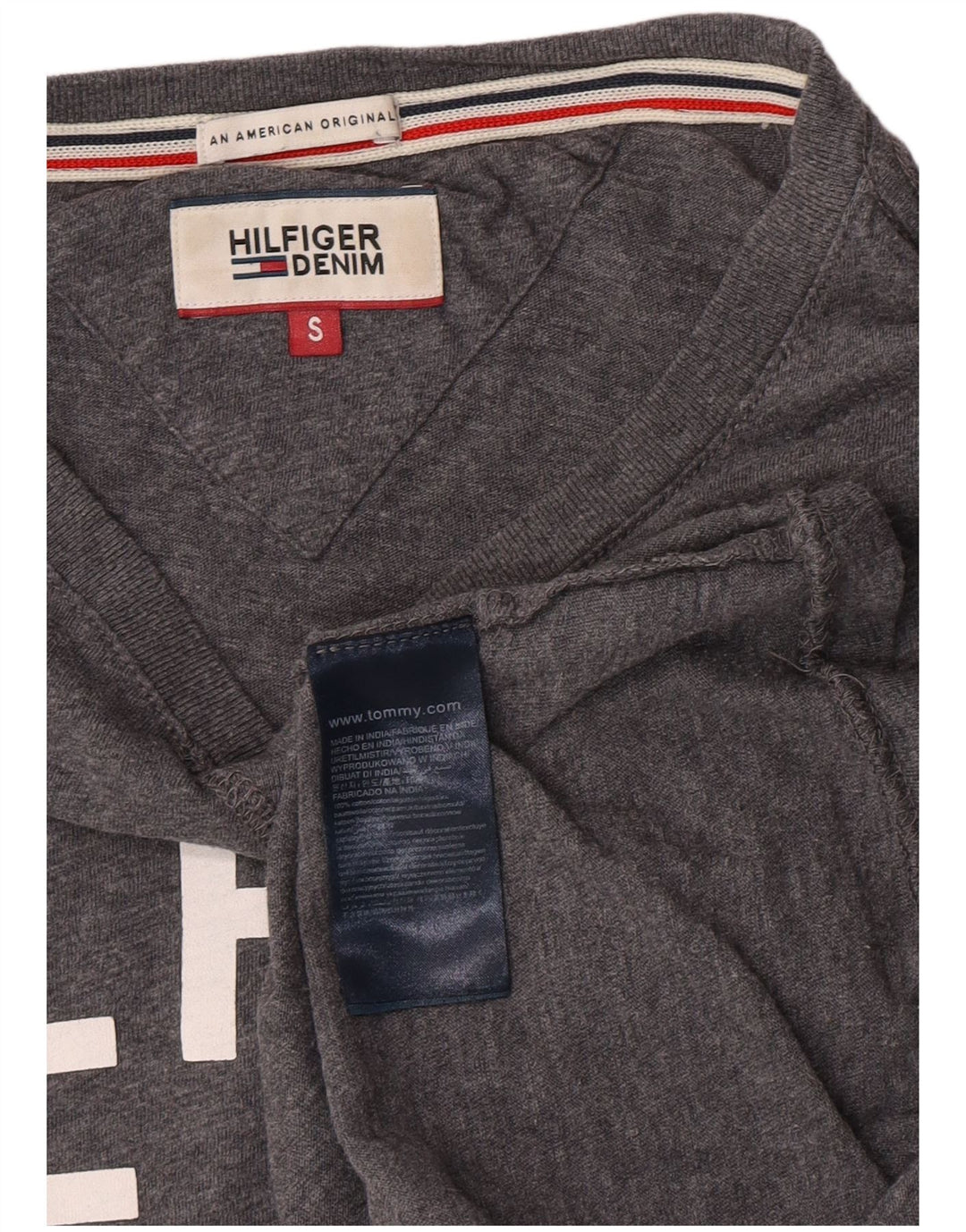 Tommy Hilfiger Мужской топ с рисунком, длинный рукав, маленький серый хлопок