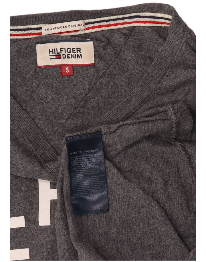 Tommy Hilfiger Мужской топ с рисунком, длинный рукав, маленький серый хлопок