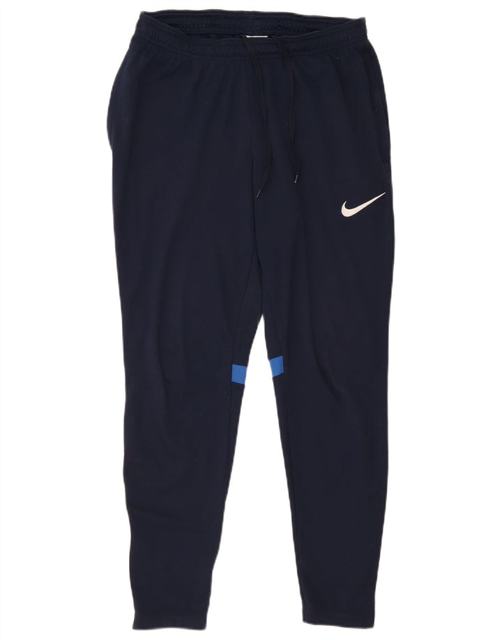 Мужские спортивные брюки NIKE Dri Fit среднего размера, темно-синие, с цветными блоками