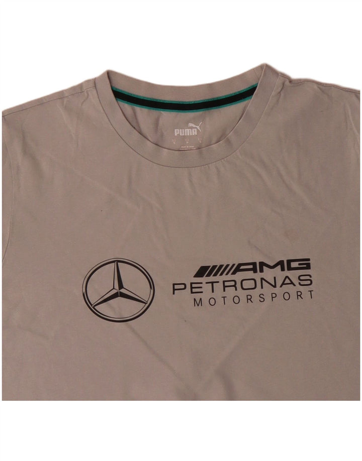 Мужская футболка с рисунком PUMA, маленький серый хлопок