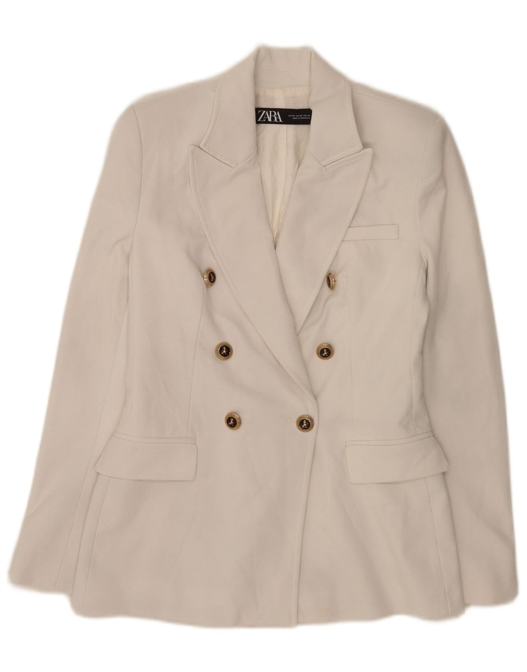 Женский двубортный пиджак Zara UK 6 XS, белый полиэстер
