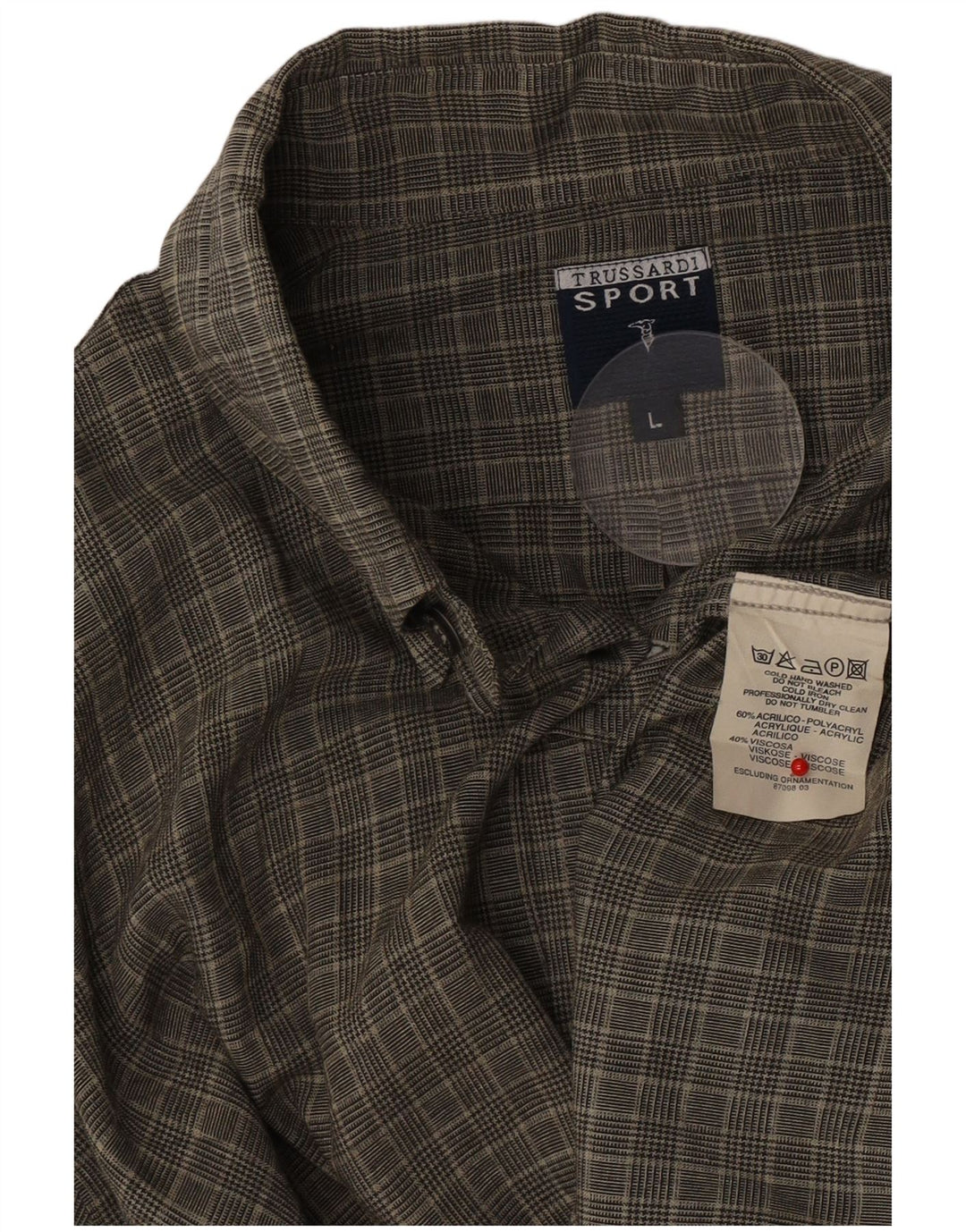 Мужская рубашка Trussardi, большая зеленая, с узором «гусиные лапки», акрил