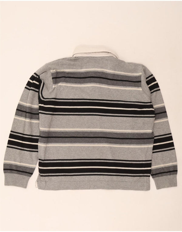 Мужская рубашка-поло для регби Marks & Spencer Blue Harbour, большая серая в полоску
