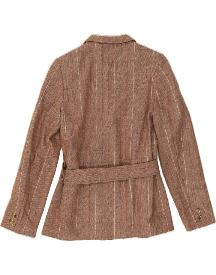VINTAGE Womens Double Breasted Blazer Jacket UK 10 Small Brown Striped Vintage Vintage and Second-Hand Vintage from Messina Hembry 