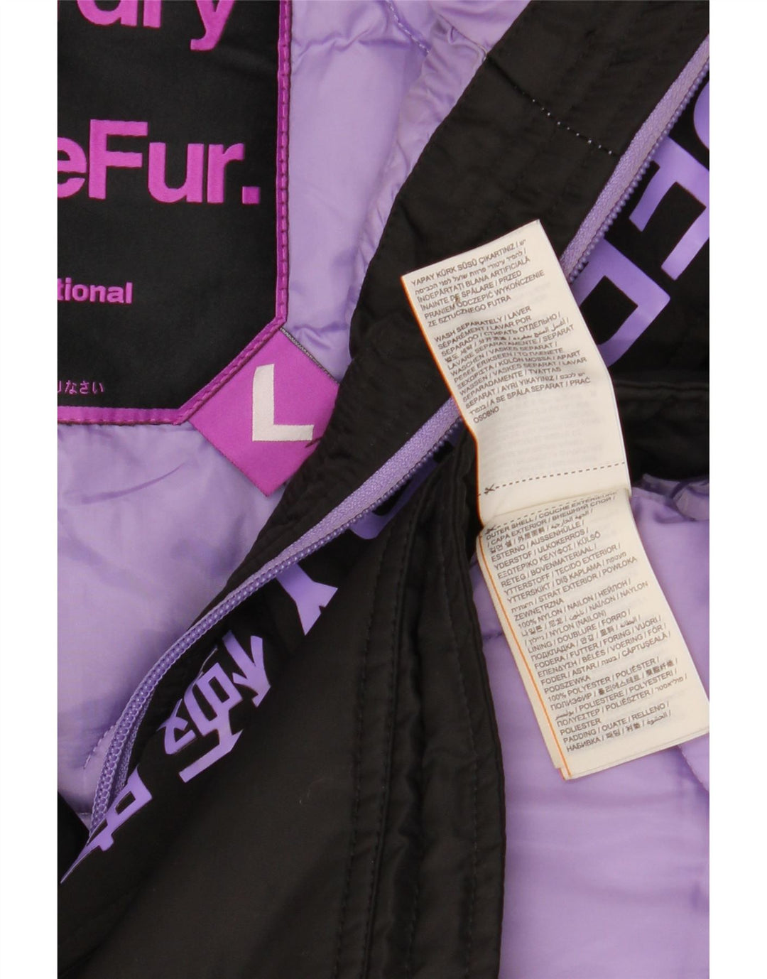 Женская парка Superdry с капюшоном UK 16, большая черная нейлоновая зимняя куртка